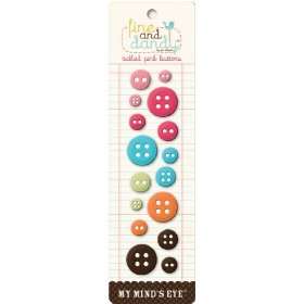  Fine & Dandy Tickled Pink Buttons 16 Pack: Assorted Sizes 
