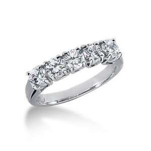  1 Ct Diamond Wedding Band Ring Round Prong 14k White Gold 