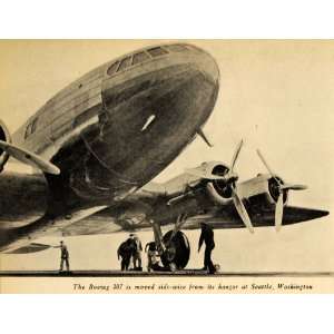  1939 Print Boeing 307 Being Moved Seattle Airplane 