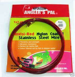 Stainless Steel Nylon Red Wire Leaders 1x7, 30lbs,10m  