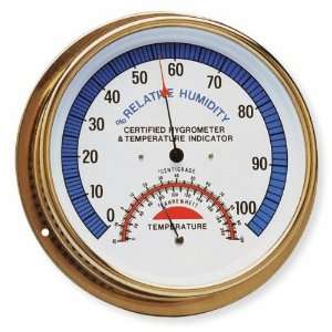 Humidity and Temperature Dial Indicator with White Face and Brass Case 
