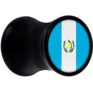  2 Gauge Black Acrylic Guatemala Flag Saddle Plug: Jewelry