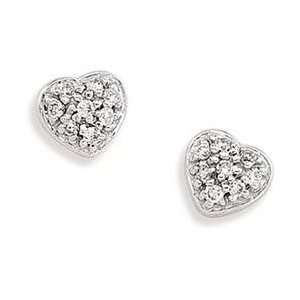  14K White Gold Diamond Heart Earring: Sports & Outdoors