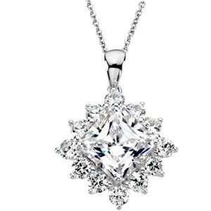  Sterling Silver Cubic Zirconia Necklace: Jewelry
