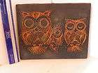   Crafted Copper Wire Art with Nails on Burlap Board Owl Bird Picture