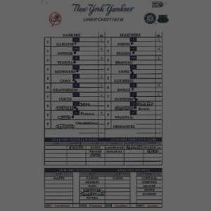  Yankees at Mariners 7 10 2010 Game Used Lineup Card 