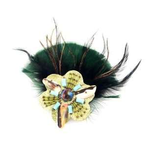    Crystalmood Handmade Floral Feather Hair Clip & Brooch Beauty