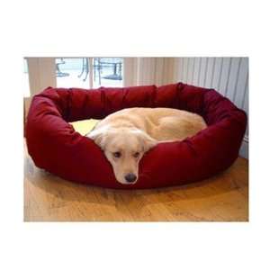 Bagel Dog Bed in Burgundy and Sherpa Size: X Large (36 x 52):  