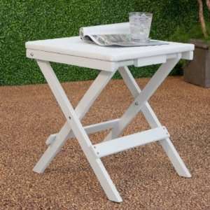  Willow Bay Folding Wicker Side Table   White: Patio, Lawn 