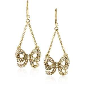 Betsey Johnson Iconic Perfectly Pave Crystal Bow Chandelier Earrings