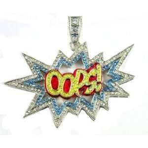  Iced 3D Chris Brown OOPS CZ Pendant + Franco Chain 36 