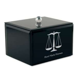   Glass Keepsake Box with Legal Scales for Lawyers 