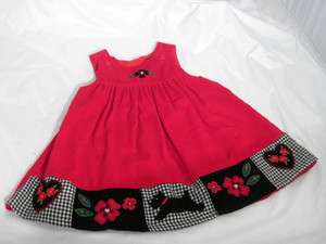   girls dress 18 months 18M 100% corduroy red black scotty dog  