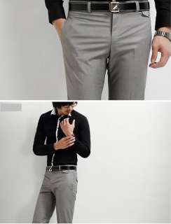 Mens Stylish Casual Slim Trousers Suit Pants Black/Gray 29 33  