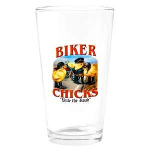  Pint Drinking Glass Biker Chicks Women Girls Rule the Road 