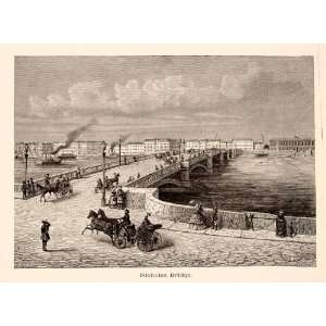  1886 Wood Engraving Nicholas Bridge Petersburg Russia 