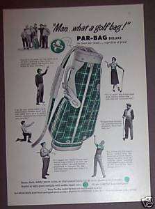 1953 Atlantic Par Bag Green plaid Retro Golf Bag ad  