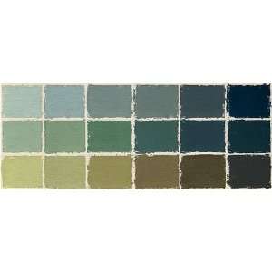 Jack Richeson Unison Blue Green Earth Pastel Sticks, Set of 18, Shades 