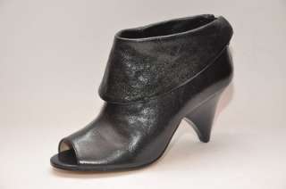 NEW MICHAEL KORS DANI Black Leather Ankle Peep Toe Boots Womens 6.5 M 