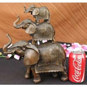  Sale Wildlife African Elephants Bronze Statue sculpture 