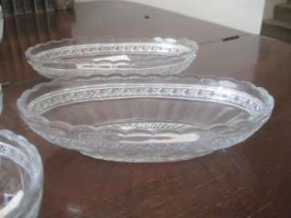 Beautiful Antique Indiana Glass Star Band Bosworth Serving Dish Set 