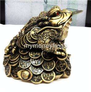 Feng Shui Money Fortune Red Chinese Coin 3 leg Frog