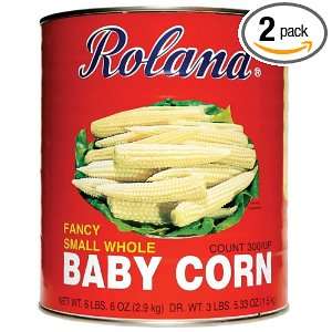 Roland Fancy Extra Small Baby Corn, 3 Pound, 5.33 Ounce Cans (Pack of 