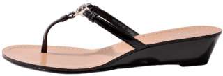 Coach Womens Shoes Black   Chalk   Pewter Patent Vita Wedge Heel 