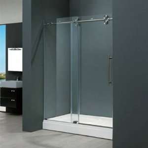   Frameless 48 x 74 Shower Door with 3/8 Clear Glass Stainless Steel