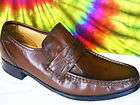 sz 9.5 N mens vtg brown leather penny loafers shoes NOS