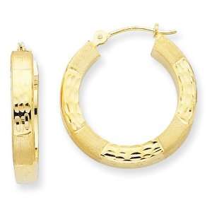  14k Diamond Cut Hoop Earrings: Jewelry