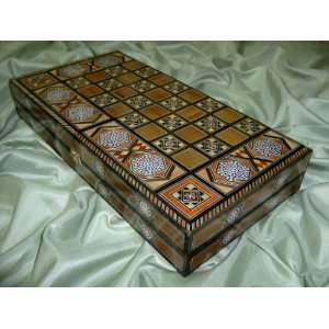 Handmade Mosaic Chess Backgammon Game Board Full SET:  