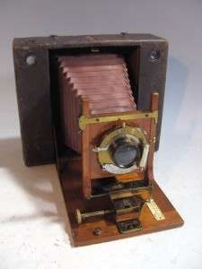   No 5 Cartridge 5 X 7 Wood Camera With Brass Lens & Red Bellows  