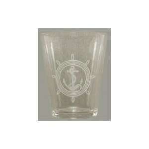  Individually Hand Etched Anchor Rocks Glass 4.5H Set / 4 