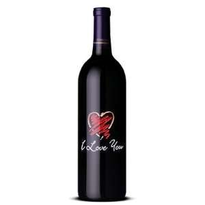 Goosecross Etched Wine Bottle   I Love You Heart   Goosecross Wines