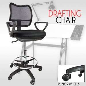   Chair Stool Armrest Ergonomic Mesh Adjustable Footring Arm Bank Office