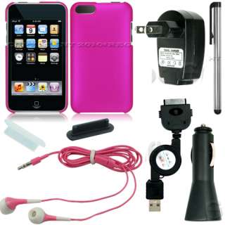 PINK HARD BACK CASE COVER STYLUS PEN CHARGER FOR APPLE IPOD I TOUCH 