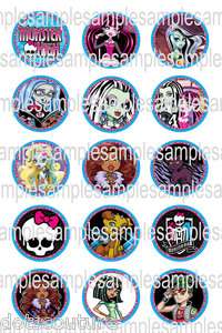 15 PreCut BottleCaps Monster High 1  Circle Images for hairbows 