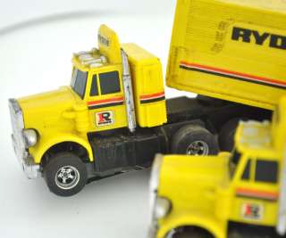 AFX Ryder Truck Lot 2 Truck Cabs and Ryder Truck Trailer HO Slot Cars 