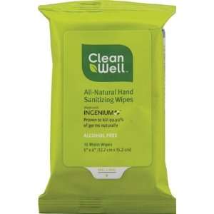  CleanWell All Natural Hand Sanitizing Wipes Pocket Pack 