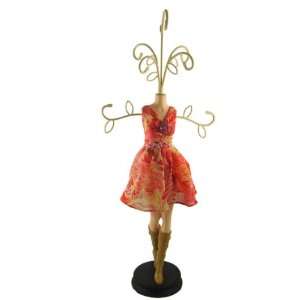   Floral Print Dress Form Doll Jewelry Stand 17 Inches