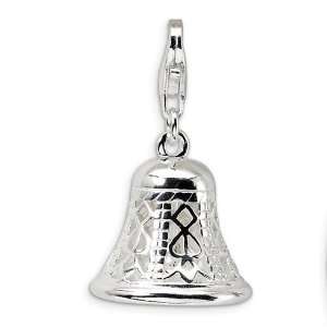    Sterling Silver Movable Bell with Lobster Clasp Charm Jewelry