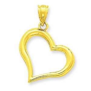   : 14K Yellow Gold Polished Open Heart Pendant: GEMaffair Jewelry