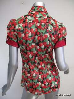 Dolce & Gabbana top: Strawberry Print S/S Button Up 40  