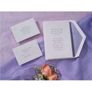  Embossed Roses on White Wedding Invitations