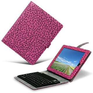Ipad 2 leather case with circle +Built in Keyboard pink  