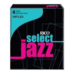 Rico Select Jazz Soprano Sax Reeds, Unfiled, Strength 4 