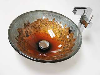 Hand Painted Tempered Glass Bathroom Designer Vessel Sink Basin Bowl 