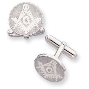  Rhodium plated Round Masonic Cuff Links Jewelry