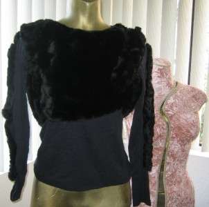 DRESS UP Costume Black Faux FUR Covered Long Sleeve TOP  